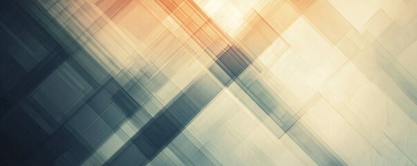 Fototapete - Translucent squares in abstract geometric pattern creating a three-dimensional illusion