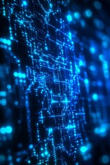 Fototapete - Abstract digital blue circuit board with intricate glowing patterns and technology theme : Generative AI