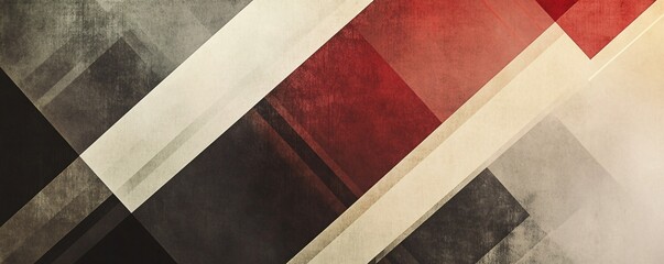Fototapete - Grunge background with geometric shapes in red, black and white colors