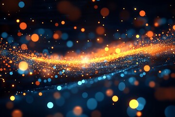 Leinwandbilder - Blue and Orange Light Particles Creating a Futuristic Abstract Landscape : Generative AI