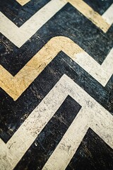Aufkleber - Modern abstract background featuring white and gold zig zag stripes on a sleek black backdrop