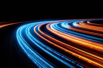 Poster - Vibrant Blue and Orange Light Trails Showcasing Technology and Speed : Generative AI