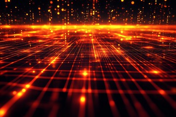 Poster - Technological Abstract Digital Landscape with a High-Tech Grid Design : Generative AI