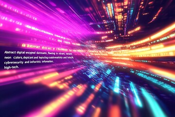 Leinwandbilder - Dynamic Neon Patterns Illustrating Cybersecurity in a Digital Realm : Generative AI