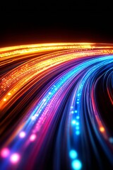 Leinwandbilder - Abstract Neon Streaks Creating Fluid Motion for Innovative Technology Background : Generative AI