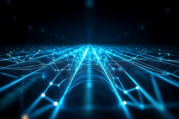 Poster - High-Tech Virtual Network with Vibrant Blue Lines and Digital Texture : Generative AI