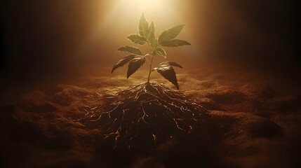 Sticker - Young plant seedling growth, soil, sunrise, hope