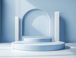 © Margarita - Minimalist Winner Podium on Soft Blue Background Ethereal Design