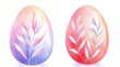 © WACHI - Two beautifully painted Easter eggs in pastel shades, featuring delicate leaf designs, perfect for spring celebrations.