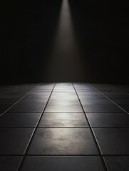 Wall Mural - spotlight on dark tiled floor.