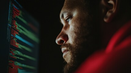 Focused Hacker Coding at Night  Cybersecurity  Data  Program  Digital  Screen