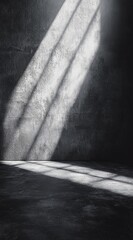 Wall Mural - sunlit grunge concrete room interior.