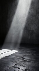 Wall Mural - light beam in dark, grunge room.