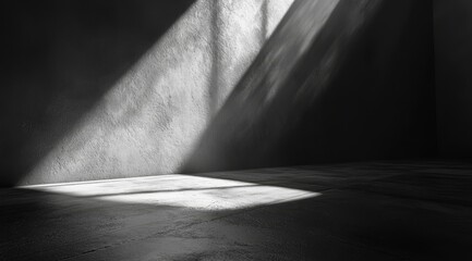 Wall Mural - Sunbeams illuminate a dark, textured room.