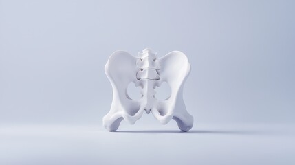 White pelvic bone model on a soft background, ideal for educational and anatomical purposes.