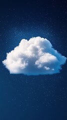 Wall Mural - white cloud floats peacefully against a dark blue night sky filled with twinkling stars