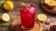© BG_Illustrations - A vibrant red hibiscus drink with lemon and mint, perfect for summer refreshment. Ideal for food blogs, drink menus, and healthy lifestyle concepts.