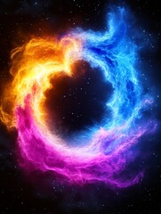 Wall Mural - abstract cosmic swirl of orange blue and pink nebula - a mesmerizing swirl of vibrant colors symboli