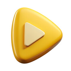 Wall Mural - plastic yellow 3d icon of player in a minimalistic style for the interface. player concept button