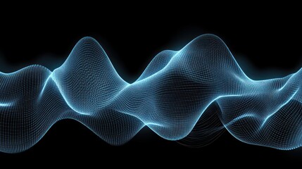 Wall Mural - abstract glowing blue wave on black background.