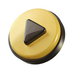 Wall Mural - plastic yellow 3d icon of player in a minimalistic style for the interface. player concept button