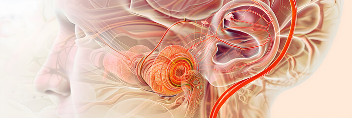 Wall Mural - Detailed Illustration of Otolith Organs within the Human Inner Ear