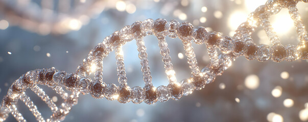 glowing dna helix, abstract background, science