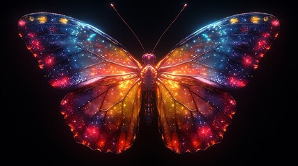 Wall Mural - Luminous Galaxy Butterfly Wings Displaying Radiant Hues