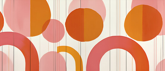 Wall Mural - Abstract Geometric Pattern: Overlapping circles in shades of pink and orange create a vibrant and modern abstract design. The semi-transparent layers add depth and visual interest. 