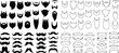© AbdulJabbar - Beards, moustache icon in flat line set. Vector for apps or website for men face isolated on transparent background Symbol of man Hipster or retro gentleman with long curly beard moustache