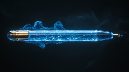 Wall Mural - Glowing Blue Pen Surrounded By Ethereal Smoke