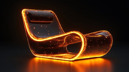 Wall Mural - Futuristic glowing orange lounge chair design