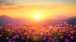 © AGUNG - Sunset meadow flowers, vibrant sunrise, mountains, nature peace