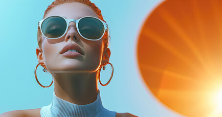 Portrait of female model who wearing luxury eyewear.