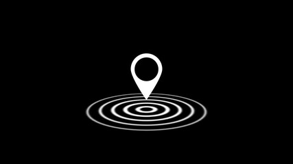 Location indicator and location icon animation. GPS icon.