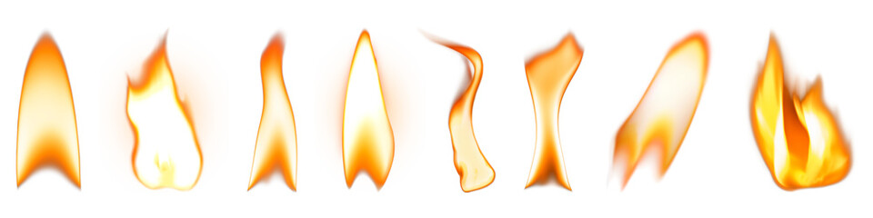 Wall Mural - png lighter flame, fire set, transparent background