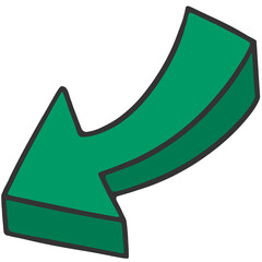 Wall Mural - green cartoon curved arrow