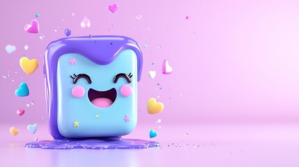 Playful Pastel Cartoon Character With Hearts