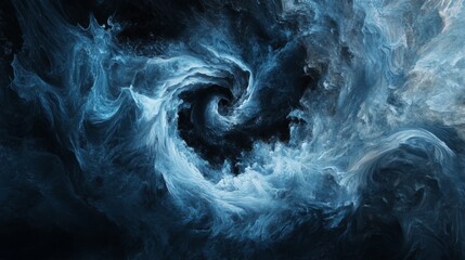 Poster - Abstract blue smoke swirling against a black background, mysterious and ethereal