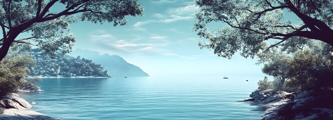 Wall Mural - a sweeping view of a tranquil ocean with no boats or people in sight