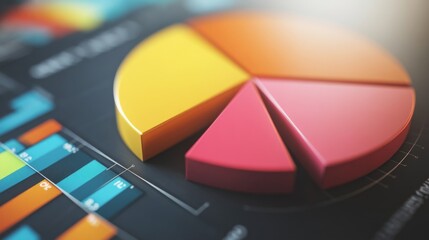 Poster - Close-up of a D pie chart with a portion pulled out to emphasize a specific segment, showcasing detailed data and a modern, professional look.