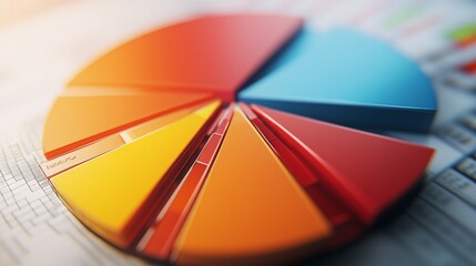 Poster - Close-up of a D pie chart with a portion pulled out to emphasize a specific segment, showcasing detailed data and a modern, professional look.