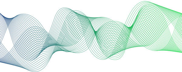 Wall Mural - horizontal green wave on white background. futuristic tech background with curved wavy line. dynamic