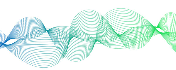 Wall Mural - horizontal green wave on white background. futuristic tech background with curved wavy line. dynamic