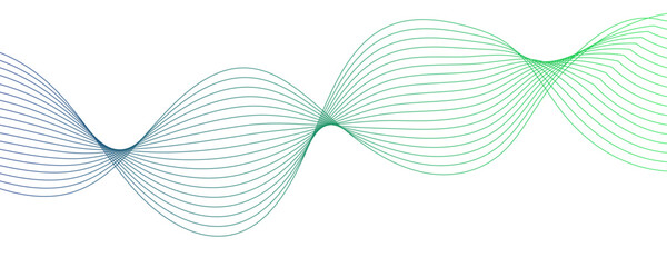 Wall Mural - horizontal green wave on white background. futuristic tech background with curved wavy line. dynamic
