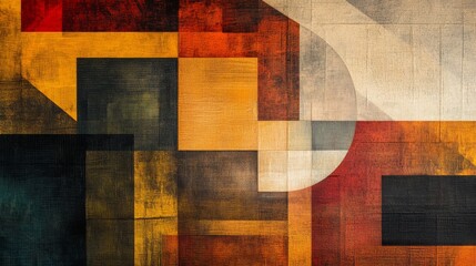 Fototapete - Detailed shot of an abstract background featuring bold geometric shapes and gradients in warm tones, offering a modern and energetic visual appeal.