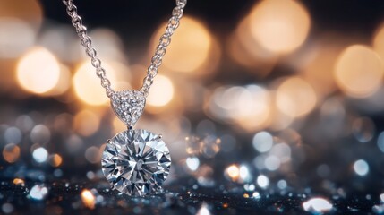 Leinwandbilder - Diamond pendant in focus with blurred luxurious jewelry in the background, elegant and refined