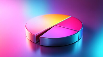 Poster - Floating D pie chart with glossy, gradient-colored segments, and light reflections, futuristic design