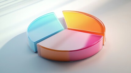 Poster - High-resolution image of a D pie chart with gradient colors and glossy finish, presenting data with a polished and eye-catching appearance.