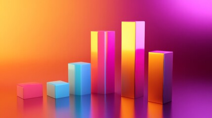 Leinwandbilder - Modern D bar chart with vibrant colors, data visualization concept, and minimalistic background